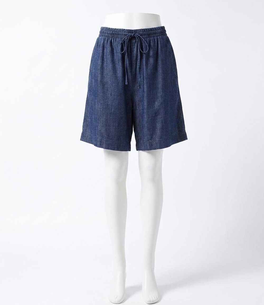NEW KAREN KANE jayla drawstring short in denim blue